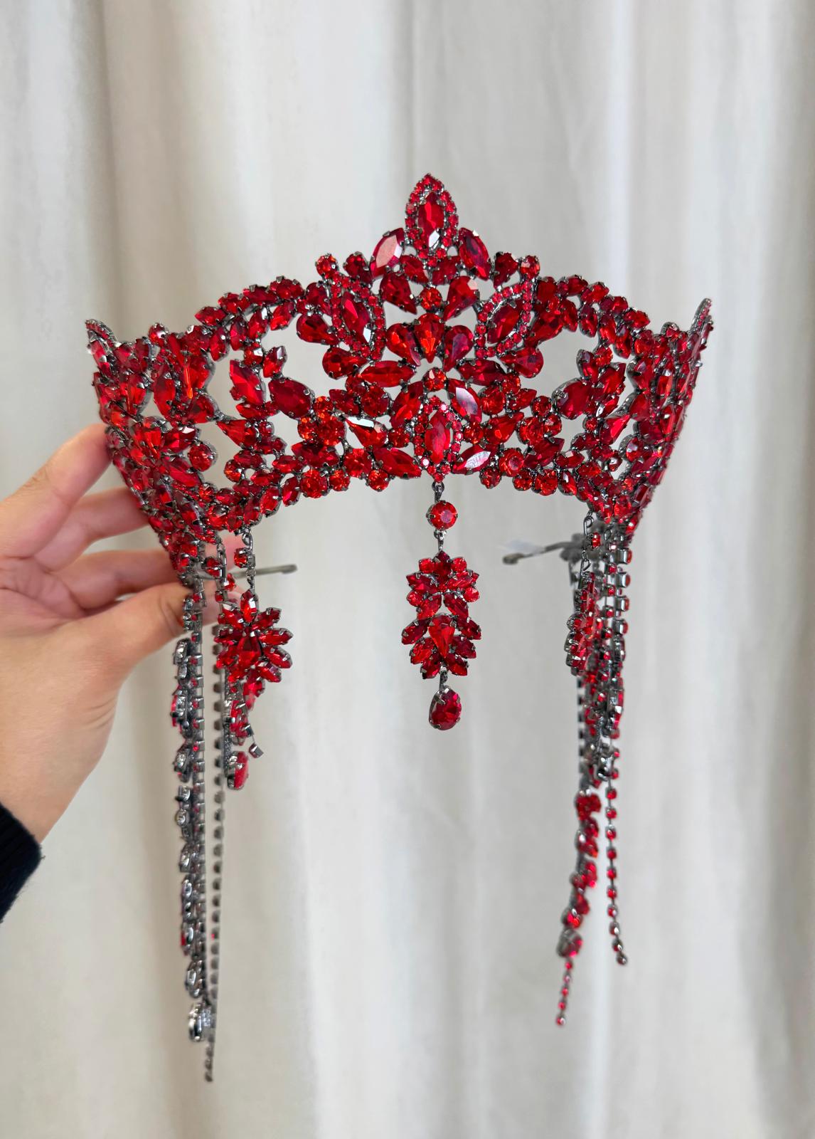 Diadème - bijou de front rouge