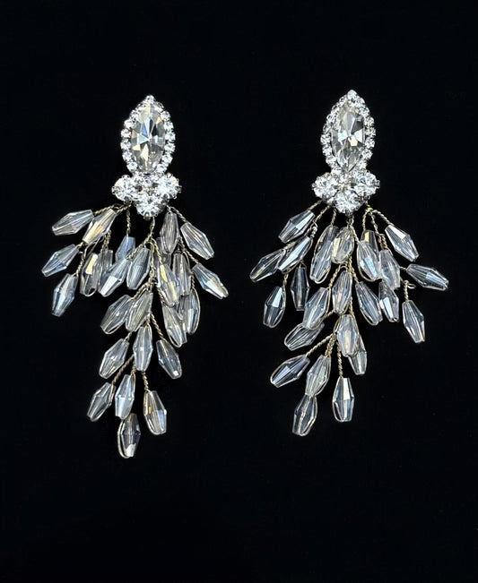 Boucles d'oreilles blanches cristal