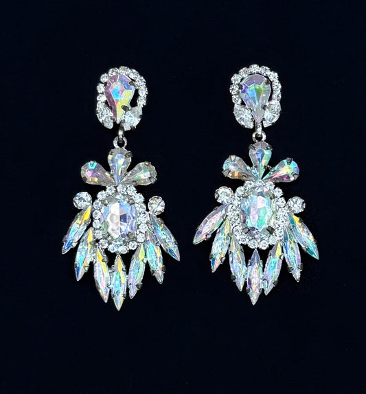 Boucles d'oreilles blanches cristal