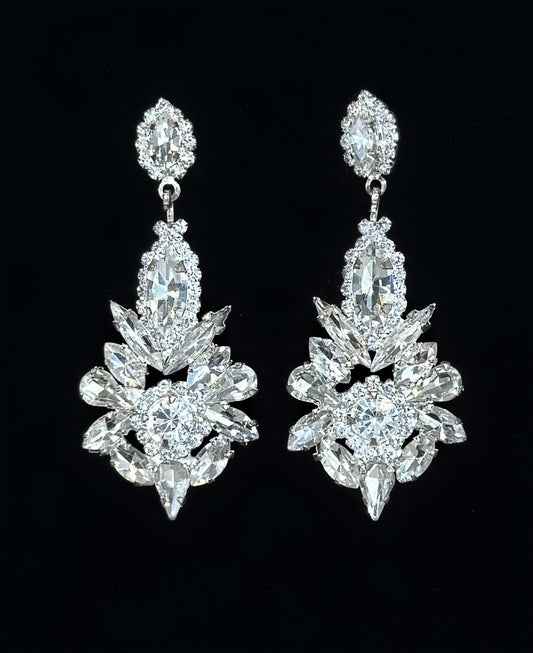 Boucles d'oreilles blanches cristal
