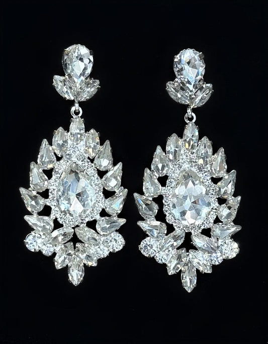 Boucles d'oreilles blanches cristal